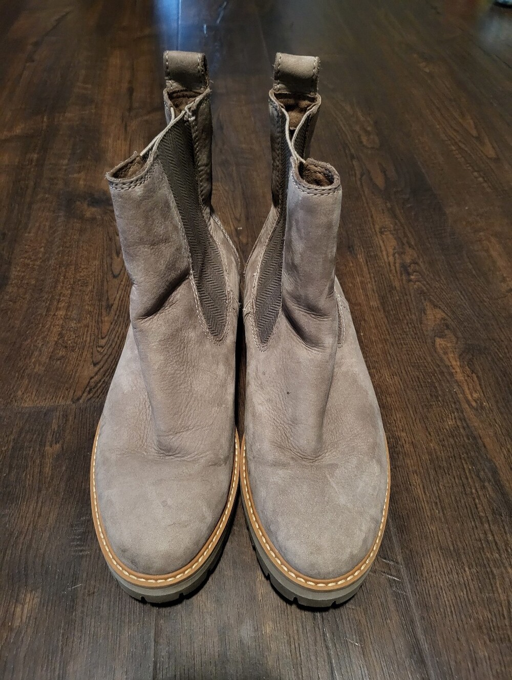 Timberland Courmayeur Valley Chelsea Boots Womens 11 Taupe Grey Nubuck Leather - Picture 5 of 9
